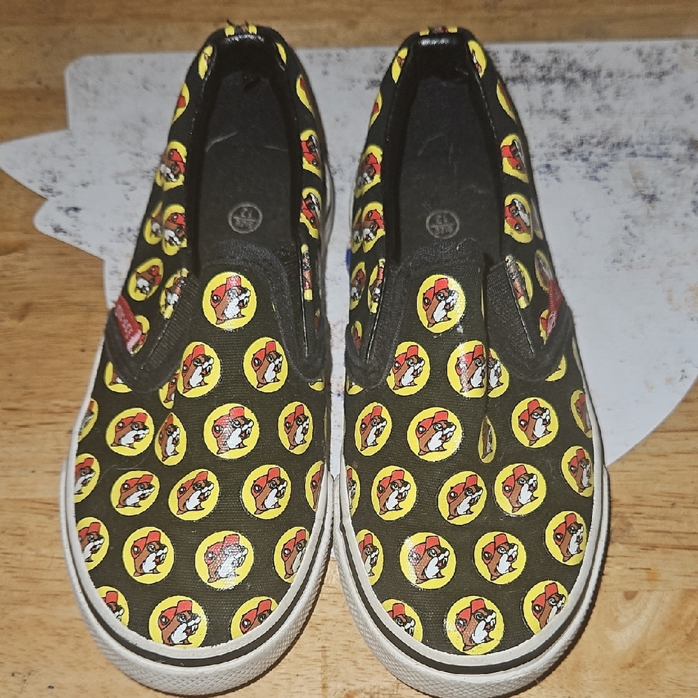 Black and Yellow Slip-On Sneakers with Fun Print